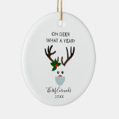 おもしろいクリスマス2020トナカイ着用顔マスク セラミックオーナメント (右)