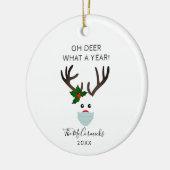 おもしろいクリスマス2020トナカイ着用顔マスク セラミックオーナメント (左)