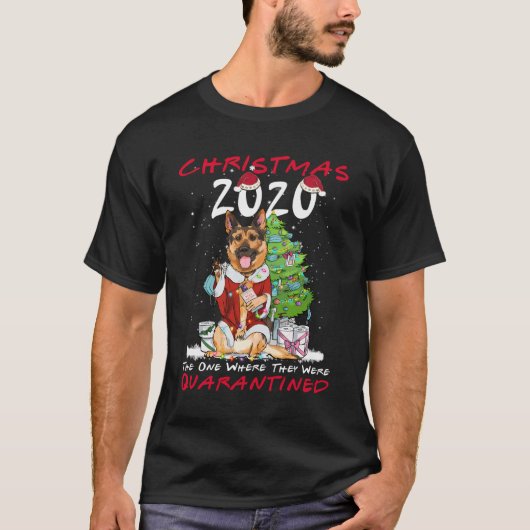 おもしろいクリスマス2020ドイツ羊飼い衣服マスクXma Tシャツ (正面)