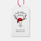 おもしろいクリスマス2021コビデ顔マスクトナカイ ギフトタグ (正面)