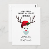 おもしろいクリスマス2021コビデ顔マスクトナカイ ポストカード (正面/裏面)