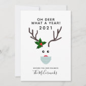 おもしろいクリスマス2021トナカイ着用顔マスク シーズンカード (正面)