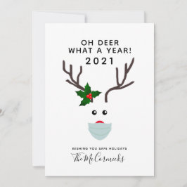 おもしろいクリスマス2021トナカイ着用顔マスク シーズンカード