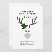 おもしろいクリスマス2021トナカイ着用顔マスク シーズンカード (正面/裏面)