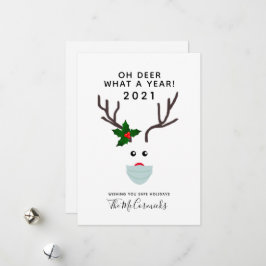 おもしろいクリスマス2021トナカイ着用顔マスク シーズンカード