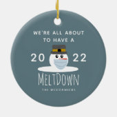 おもしろいクリスマス2021雪だるまメルトダウパーソナライズされたン セラミックオーナメント (裏面)
