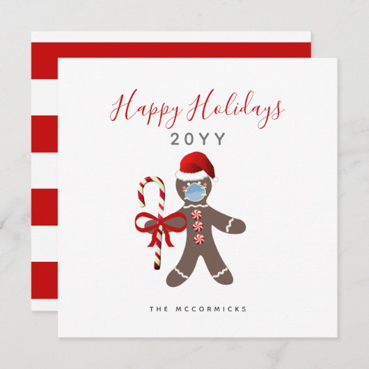 おもしろいクリスマス2022年ジンジャーブレッドマン顔マスク (正面/裏面)