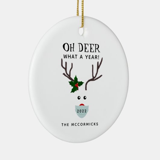 おもしろいクリスマス2022顔マスクトナカイ名 セラミックオーナメント (右)