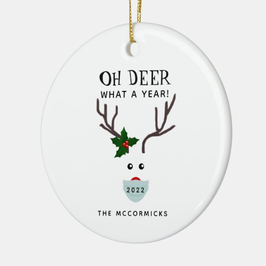 おもしろいクリスマス2022顔マスクトナカイ名 セラミックオーナメント (左)