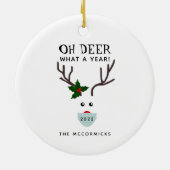 おもしろいクリスマス2022顔マスクトナカイ名 セラミックオーナメント (裏面)