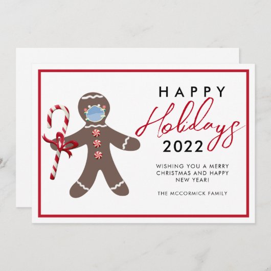 おもしろいクリスマス2022 Gingerbread家族の非写真 シーズンカード (正面/裏面)