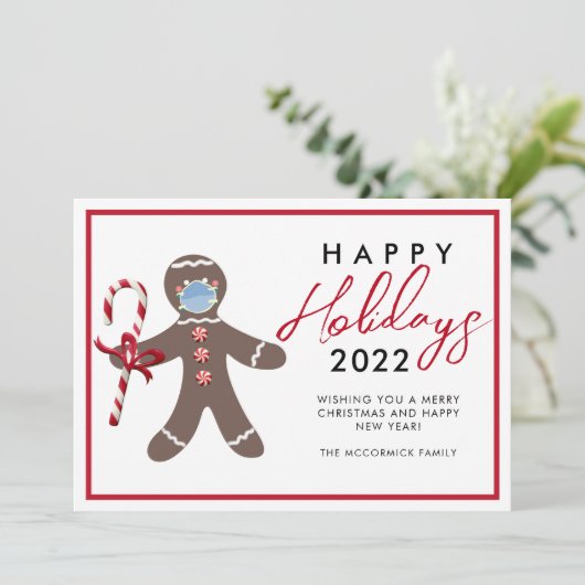 おもしろいクリスマス2022 Gingerbread家族の非写真 シーズンカード (スタンド正面)