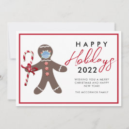 おもしろいクリスマス2022 Gingerbread家族の非写真 シーズンカード