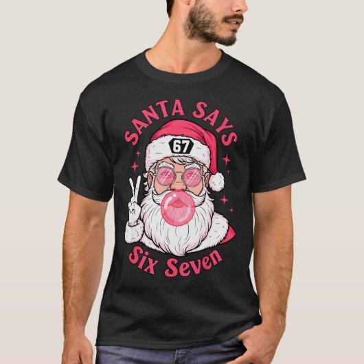 おもしろいクリスマス67ミーム脳回転サンタクロースクリスマス Tシャツ (正面)