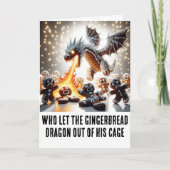 おもしろいクリスマス：ゆるいジンジャーブレッド・ドラゴン カード (正面)