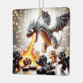おもしろいクリスマス:ゆるいジンジャーブレッド・ドラゴン セラミックオーナメント (左)