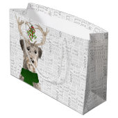 おもしろいクリスマス・アイリッシュ・ウルフハウンド犬の恋人 ラージペーパーバッグ (裏面アングル)