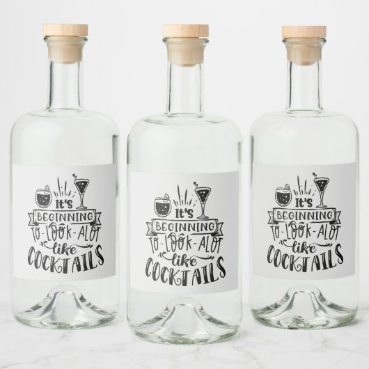 おもしろいクリスマス・カクテル・ワードアート リキュールボトルラベル (ボトル)