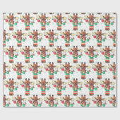 おもしろいクリスマス・キリン・ハット&スカーフ・ホリディギフト ラッピングペーパー (フラット)