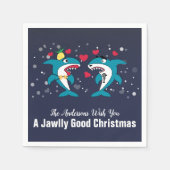 おもしろいクリスマス・サメ名海軍 スタンダードカクテルナプキン (正面)