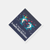 おもしろいクリスマス・サメ名海軍 スタンダードカクテルナプキン (角)