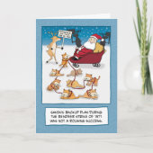 おもしろいクリスマス:サンタのそり猫 シーズンカード (正面)