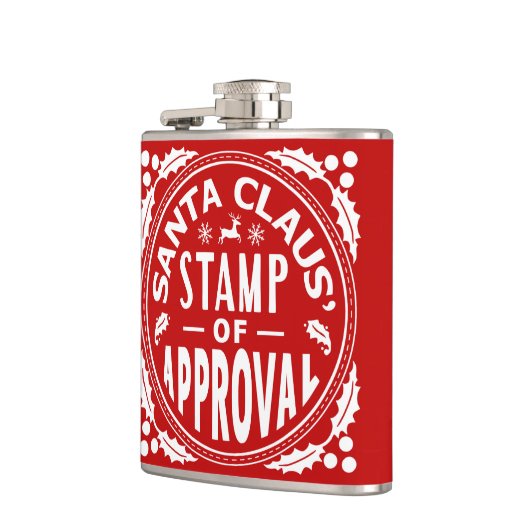 おもしろいクリスマス・サンタクロース承認スタンプ フラスク (左)
