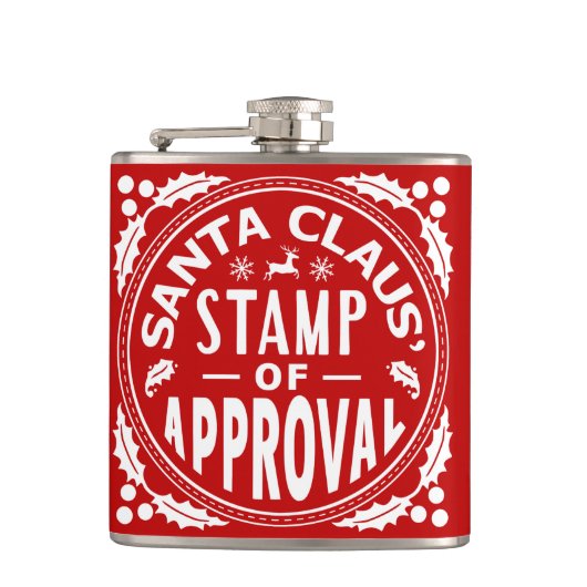 おもしろいクリスマス・サンタクロース承認スタンプ フラスク (正面)