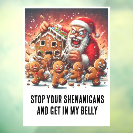 おもしろいクリスマス:ジンジャーブレッドマン&ハングリーサンタ ウィンドウサイン (シート3)