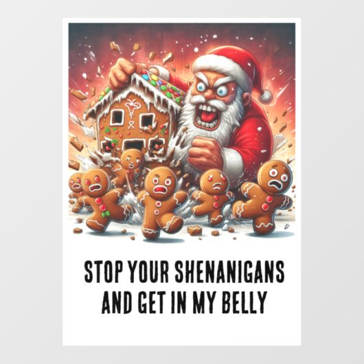 おもしろいクリスマス：ジンジャーブレッドマン&ハングリーサンタ ウィンドウサイン (シート)