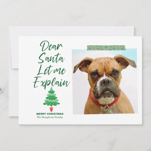 おもしろいクリスマス ディアサンタ ちょっと説明させて グリーン ホ シーズンカード (正面)