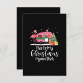 おもしろいクリスマス・フラミンゴ・キャンパー・ギフト エンクロージャーカード (正面/裏面)