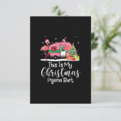 おもしろいクリスマス・フラミンゴ・キャンパー・ギフト エンクロージャーカード (スタンド正面)