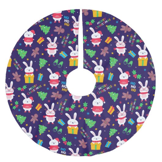 おもしろいクリスマス ブラッシュドポリエステルツリースカート (正面)