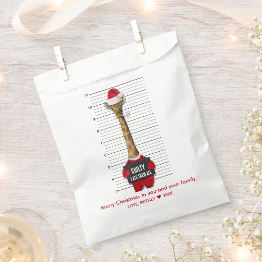 おもしろいクリスマス・マグショット罪キリン フェイバーバッグ (クリップ留めされた状態)