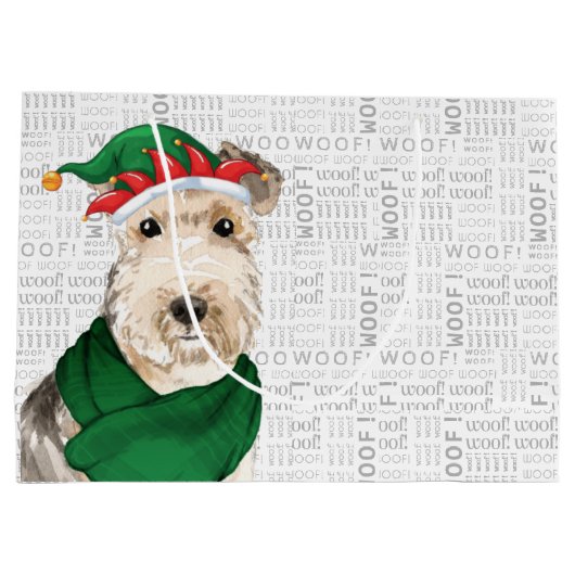 おもしろいクリスマス・レイクランドテリア犬の恋人 ラージペーパーバッグ (裏面)