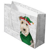 おもしろいクリスマス・レイクランドテリア犬の恋人 ラージペーパーバッグ (正面アングル)