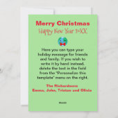 おもしろいクリスマス「地球のエンドウ豆」かわいいモダン シーズンカード (裏面)