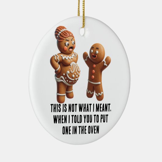おもしろいクリスマス:妊娠中のジンジャーブレッドCookie セラミックオーナメント (右)