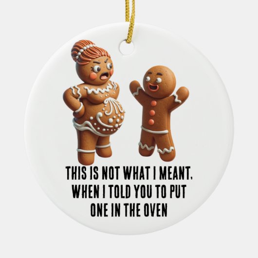 おもしろいクリスマス:妊娠中のジンジャーブレッドCookie セラミックオーナメント (正面)
