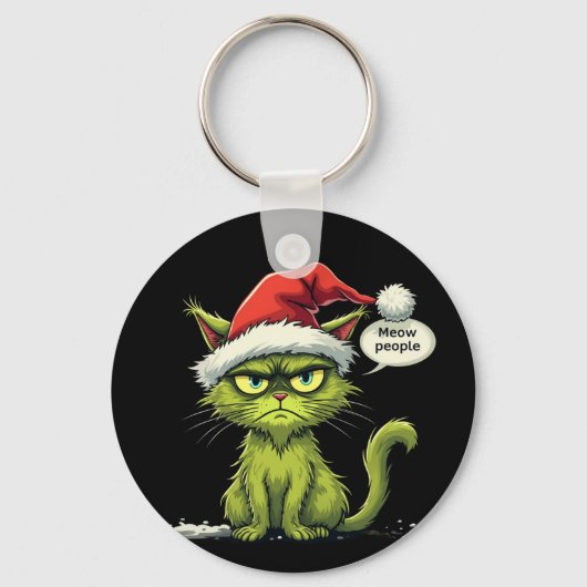 おもしろいクリスマス「新しい人々」のMeowy猫好き キーホルダー (正面)