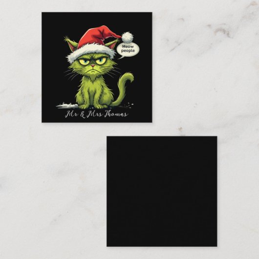おもしろいクリスマス「新しい人々」のMeowy猫好き スクエア名刺 (正面/裏面)