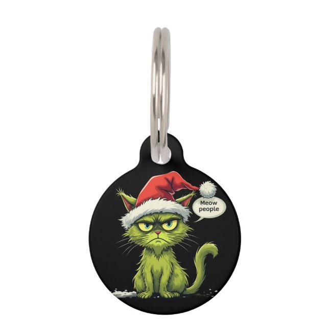 おもしろいクリスマス「新しい人々」のMeowy猫好き ペット　ネームタグ (正面)