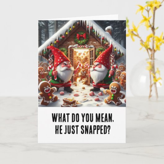 おもしろいクリスマス：格言ジンジャーブレッドマン カード (黄色い花)