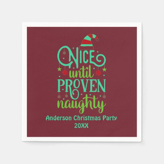 おもしろいクリスマス、赤が証明されるまでいけないい スタンダードカクテルナプキン (正面)