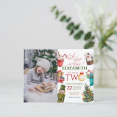 おもしろいクリスマス 2歳の誕生日写真 ポストカード (スタンド正面)