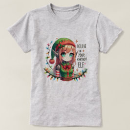 🤖おもしろいクリスマスChatbotミーム信じChatbot小妖精や小人 Tシャツ
