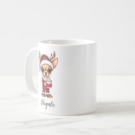 おもしろいクリスマスChihuahua Mug コーヒーマグカップ (正面左)
