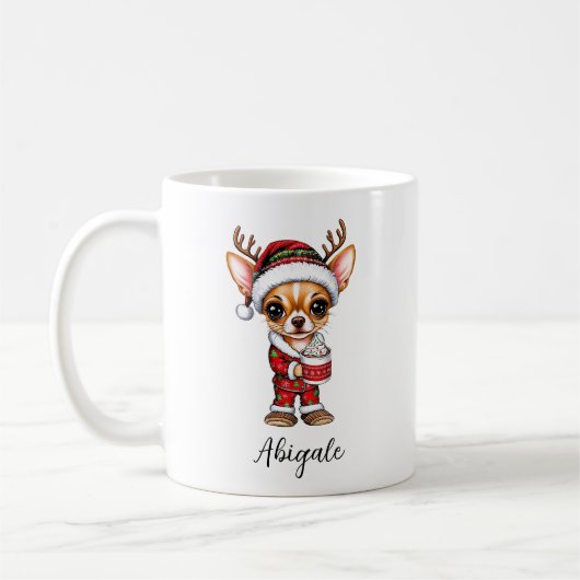 おもしろいクリスマスChihuahua Mug コーヒーマグカップ (左)