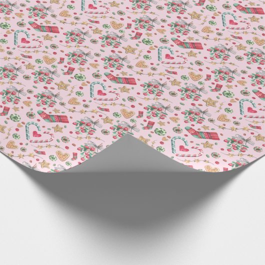 おもしろいクリスマスCookieとキャンディ ラッピングペーパー (角)